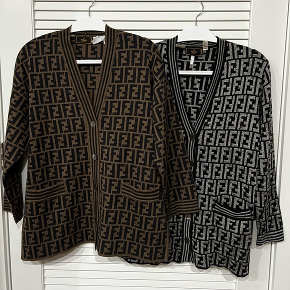 SOLD! Fendi Vintage Zucca Monogram FF Logo Cardigan - Picture 9 of 9